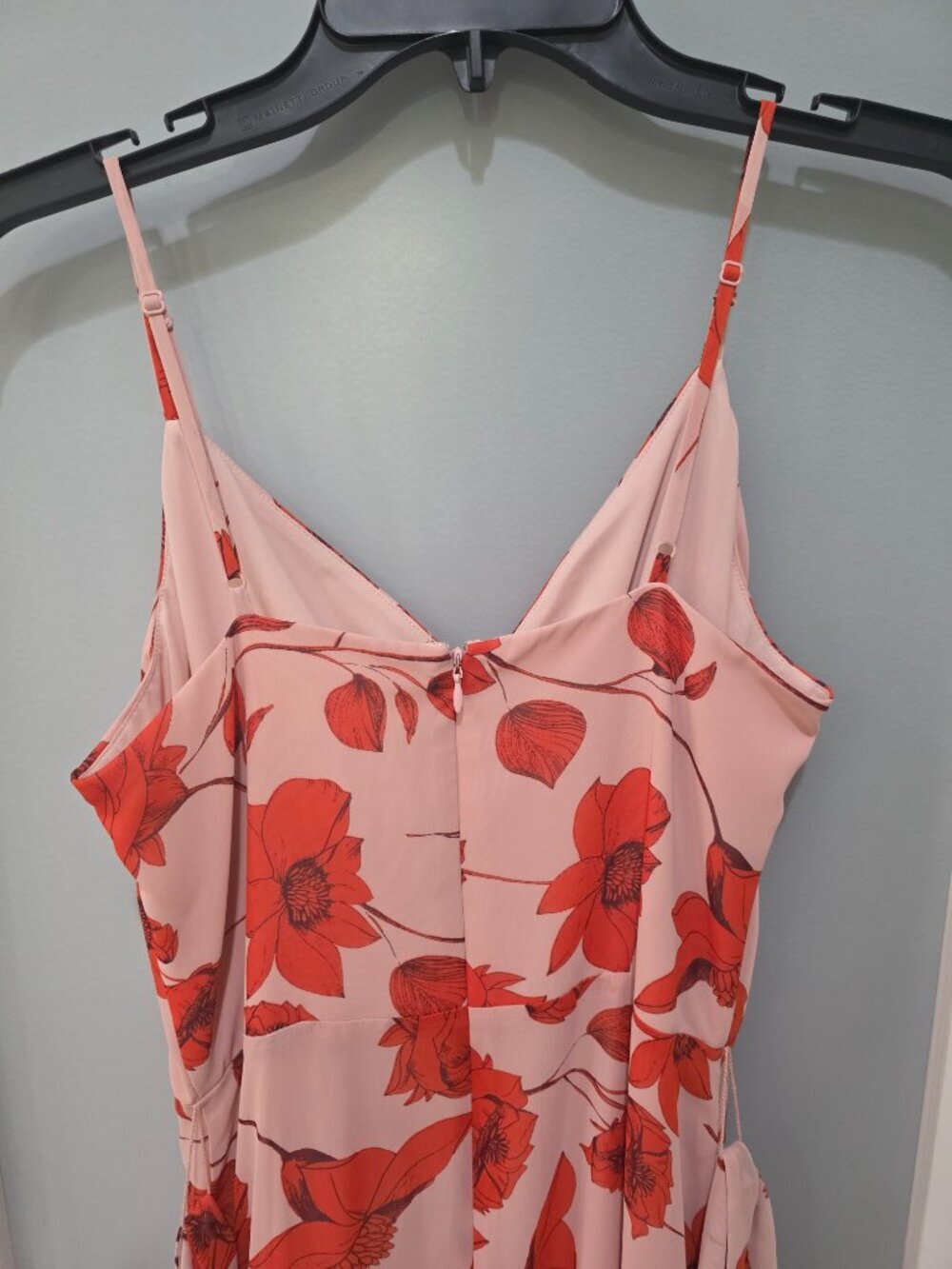 Eliza J Pink Floral Faux Wrap Midi Dress Size 6 Adjustable Straps Double Lined - Picture 9 of 10